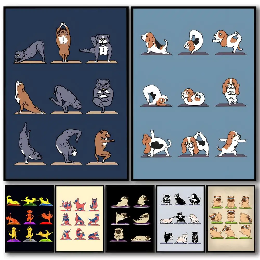 

Yoga Animals Art Painting Calligraphy High-Quality Cotton Canvas Poster Wall Art for Living Room Modern Home Decoration