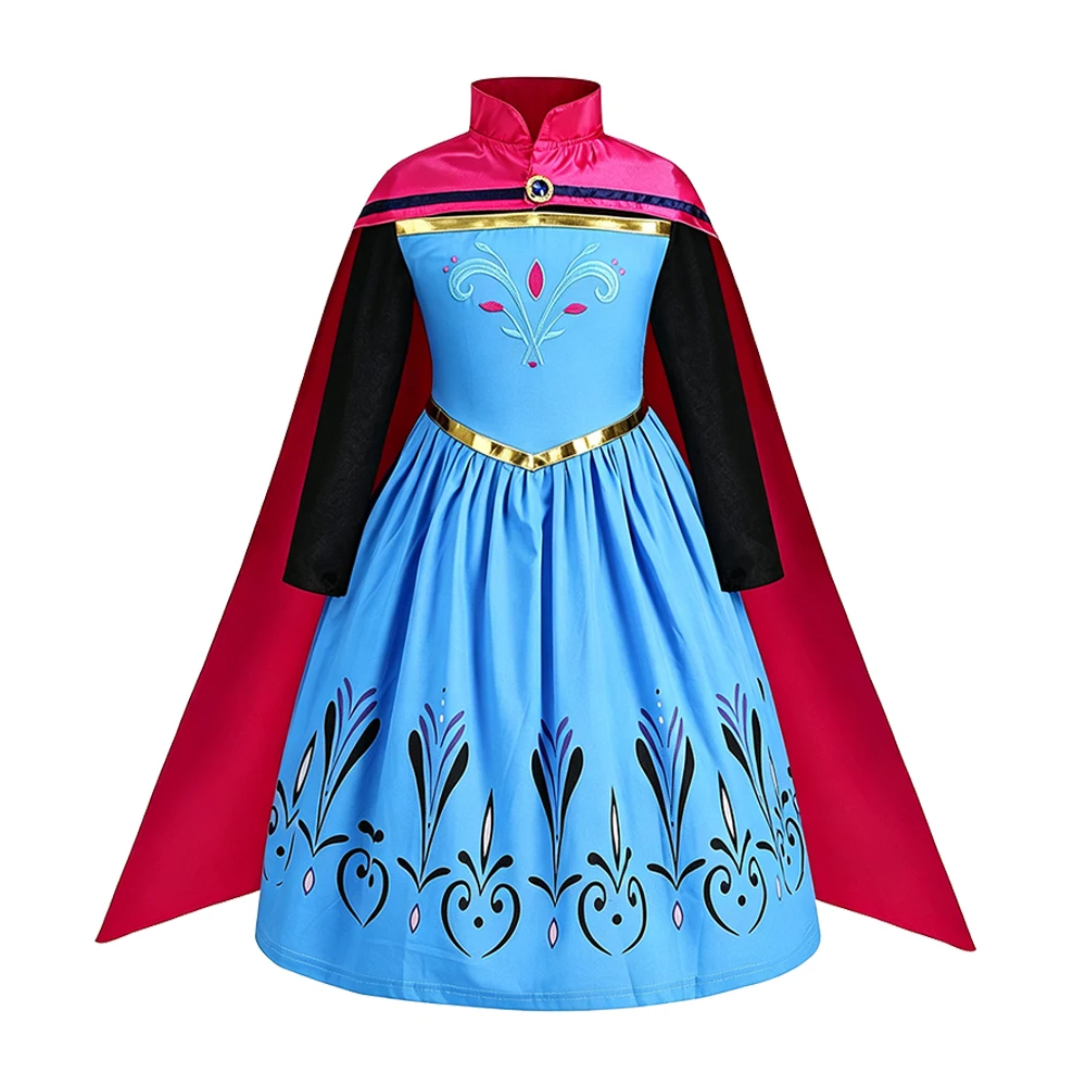 Queen Dress For Girls Long Sleeve Dress Elsa Cosplay Costume Princess Halloween Dress Kids Party Vestido Fantasia Children