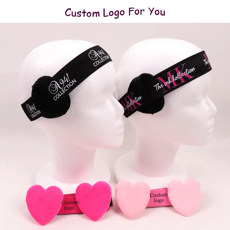 Logotipo personalizado para elástico ajustável para controle de borda 10Pcs Melt Band Com Ear Covers Logotipo impresso Lace Band Com Ear Puff