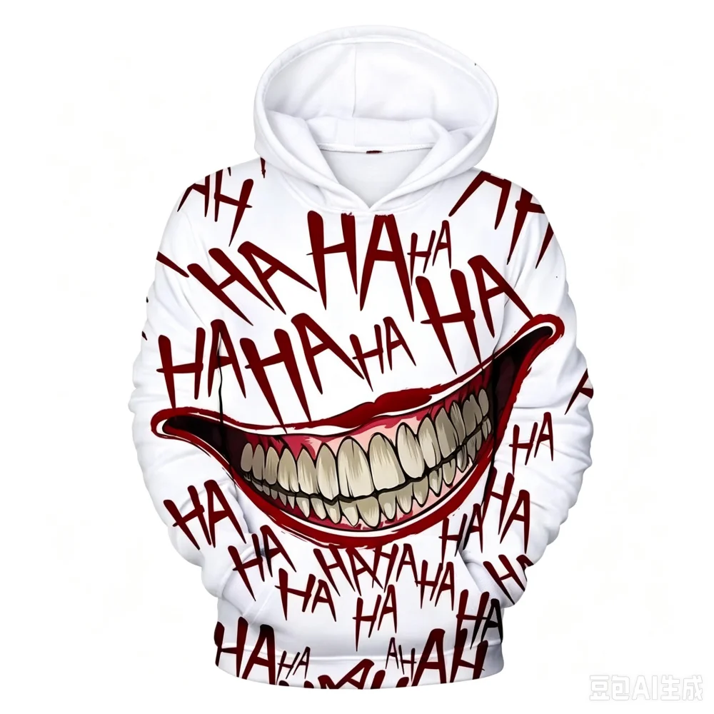 Haha joker 3D Print Sweatshirt Hoodies Men/Women Hip Hop Funny Autumn Streetwear Thin Style Oversized Hoodie For Couples Clothes