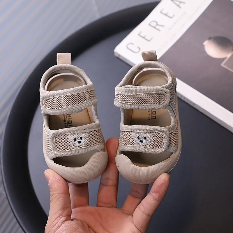 Sandales pour bébés, chaussures de marche pour bébés, bout fermé, maille respirante, chaussures de plage pour garçons et filles, fond souple, non ald, été 2024