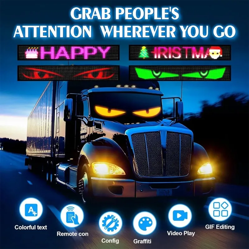 LED Matrix Pixel Panel LED Sign Car Devil's Eye Application Night Lighting DIY Programmable Flexible LED Display for Car Trucks