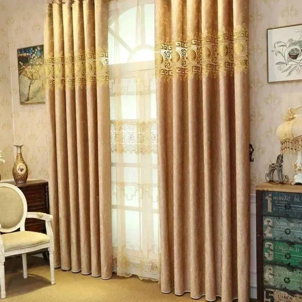 Curtains For Living Room Windows European High Quality Villa Curtain For Bedroom/ Kitchen/hotel Brown Classic Luxury Velvet