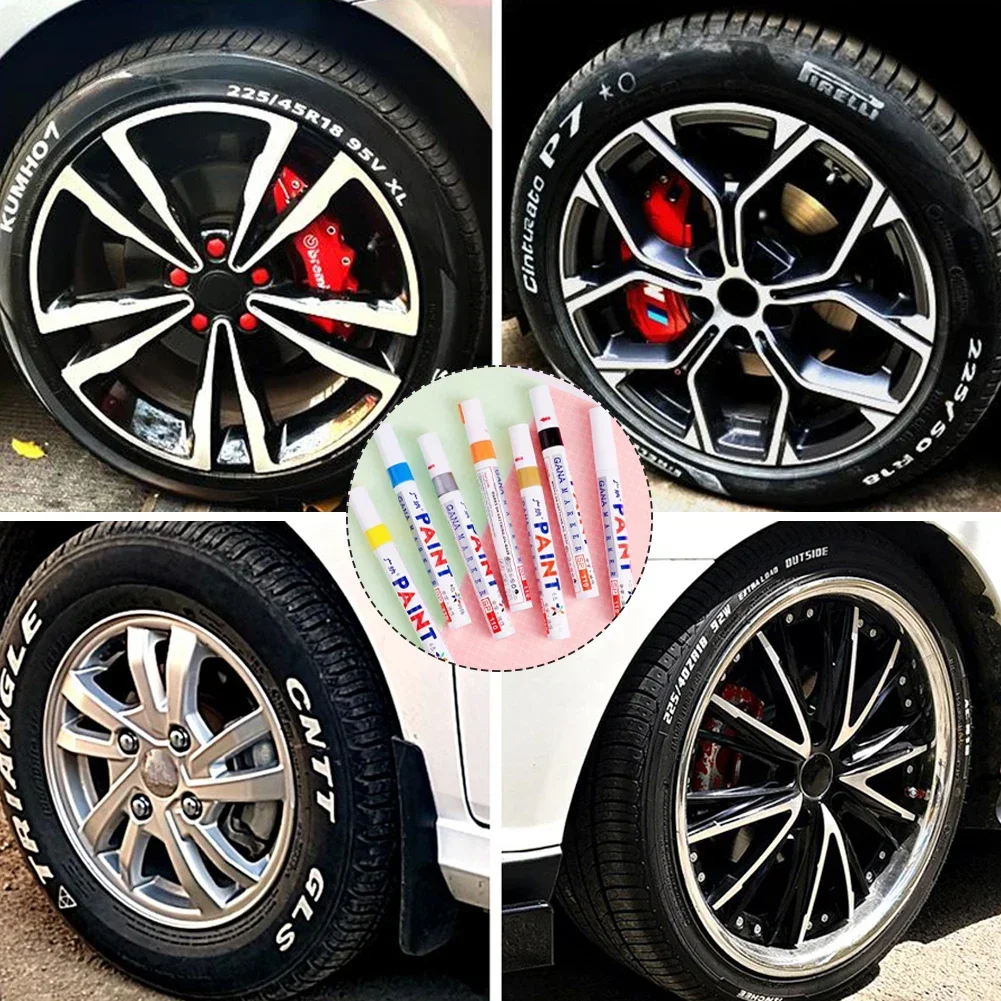 1pcs White Waterproof Cars Wheel Tire Oily Mark Pen Auto Rubber Tyre Paint Pen Cd Metal Permanent Paint Marker Graffiti Touch Up