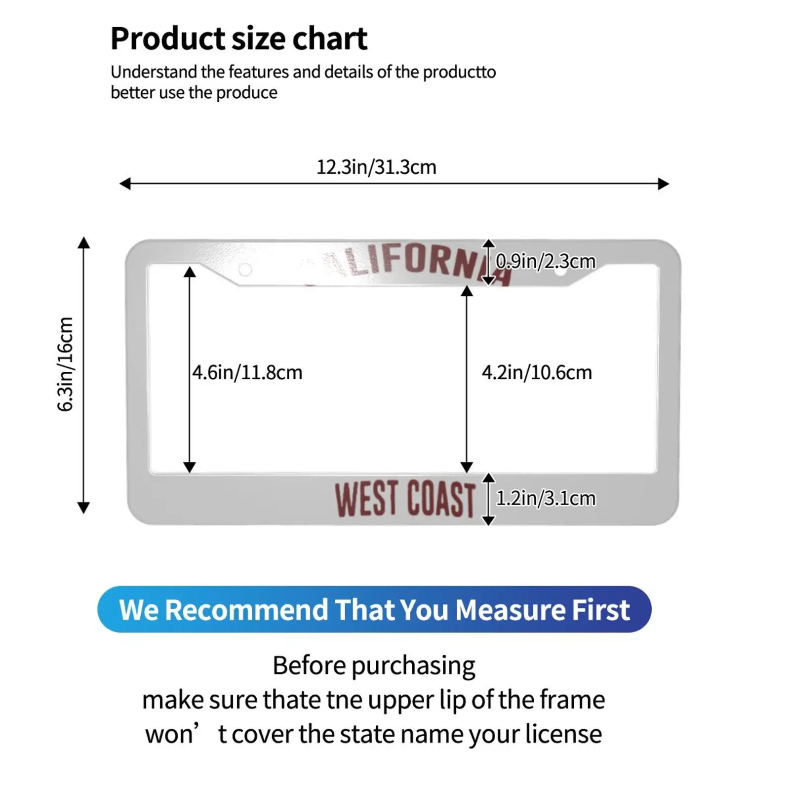 California West Coast License Plate Frames Holder Aluminum Novelty Decorative Protector with Screws Car Decoration Accessories view 4