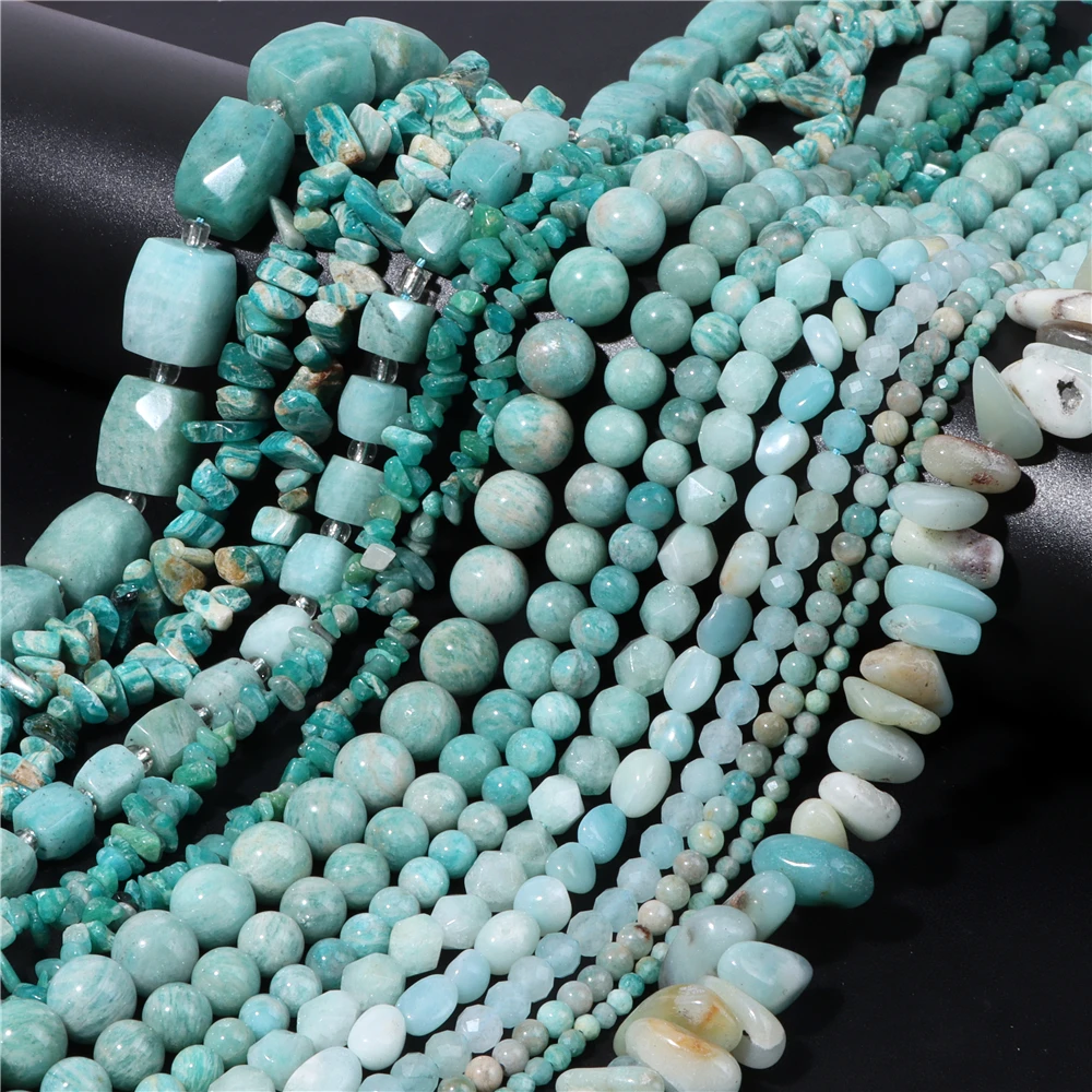 Natural Amazonite Stone Bead Blue Blue Semi-precious Loose Spacer Beads Charm For Jewelry Making DIY Bracelet Necklace Accessory