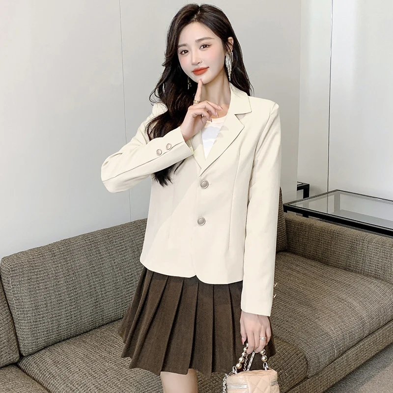 Early Spring Women's ort Suit Jaet Casual Sli Slimming Faionable Polyester Fiber Long Sve Regular Fit Coat