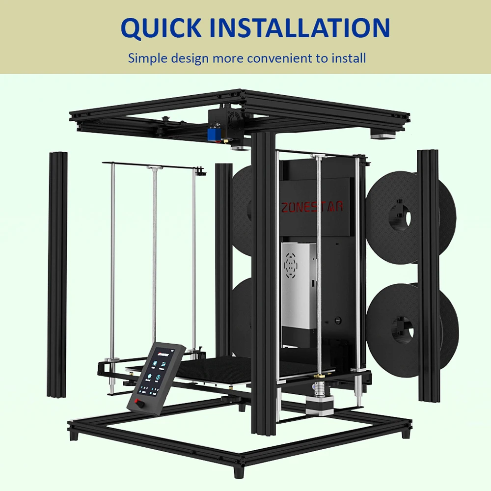 Zonesta Z9V5MK6 3DPrinter ترقية قابل للتعديل أربعة الطارد طباعة واحدة متعددة الألوان التسوية التلقائية استئناف الطباعة 300x300x400mm
