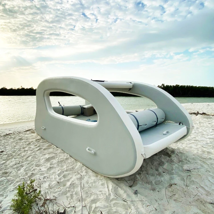 

Popular Catamaran Cruising Pontoon Portable Boat Foldable Inflatable Solar Sustainable Electric House Boat for Water Play