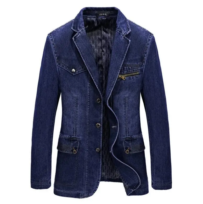 Long Denim Trench Autumn Winter Denim Jacket Men Fashion Mid-long Lapel Collar Washed Cowboy Coat Men Windbreaker M-5XL