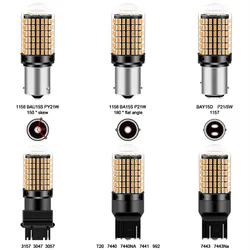2pcs LED Turn Signal Bulbs CanBus 1156 BA15S P21W 1157 BAY15D P21/5W 7440 7443 W21/5W T20 3014/144SMD 12V Car Rear Brake Light