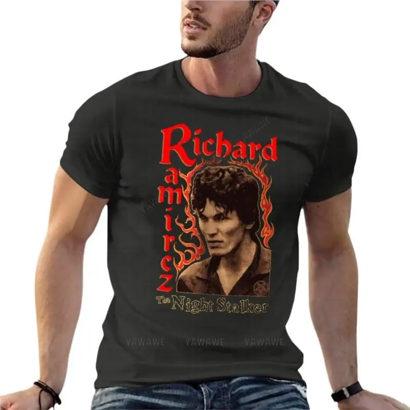 Richard Ramirez Vtg The Night Stalker Serial Killer Oversize T Shirts Summer Men\'S Clothes Short Sleeve Streetwear Big Size Top