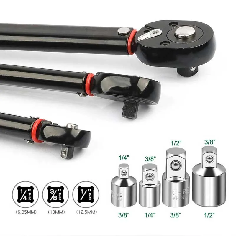 5-210N.m Torque Wrench 1/2\'\' 3/8\'\' 1/4\'\' Square Drive Preset Bicycle Torques Key Two-way Ratchet Car Bike Automotive Hand Tools