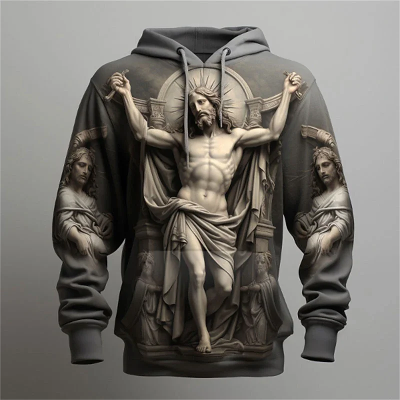 

Fashion Jesus Pattern Hoodies Autumn Trend Long Sleeve Christian 3D Printed Sweatshirts Casual Streetwear Oversized Pullovers