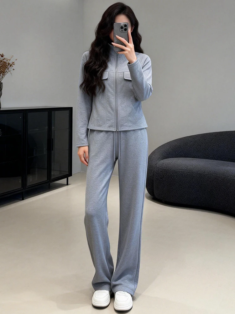 

Faionable Casual Women's Two-Piece Set Wide Leg Pants Cardigan Spring 2026 Trendy Outfit Breathable Comfortable Long Sve
