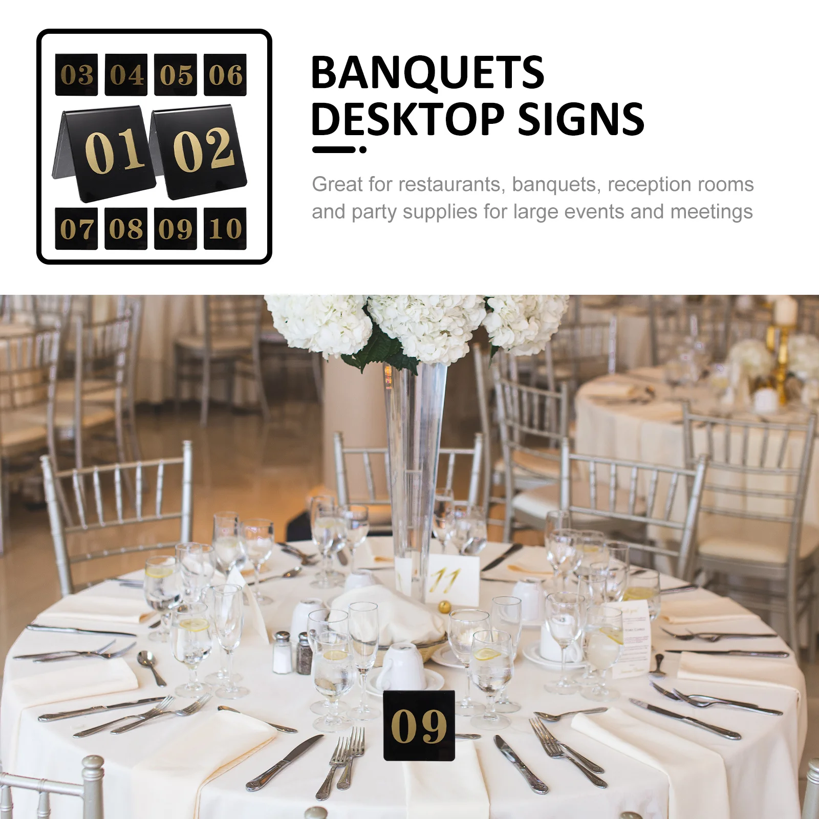 

10pcs Acrylic Table Numbers Signs Double Sided Seating For Wedding Banquet Restaurant Event Decor Seat Number Cards Reusable