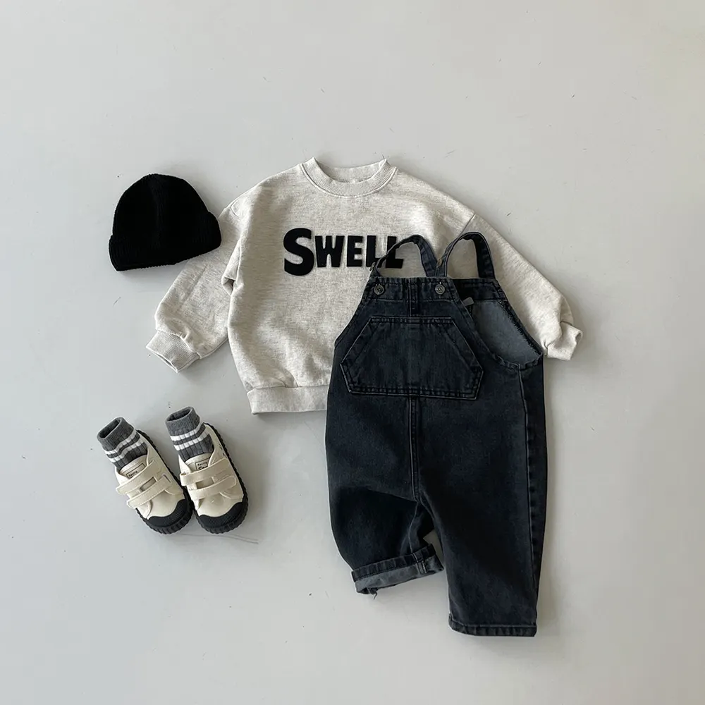 Autumn South Korea New Newborn Boys and Girls Letter Printed Long Sleeve Pants Set Casual Home Comfortable Two Piece Sports Set