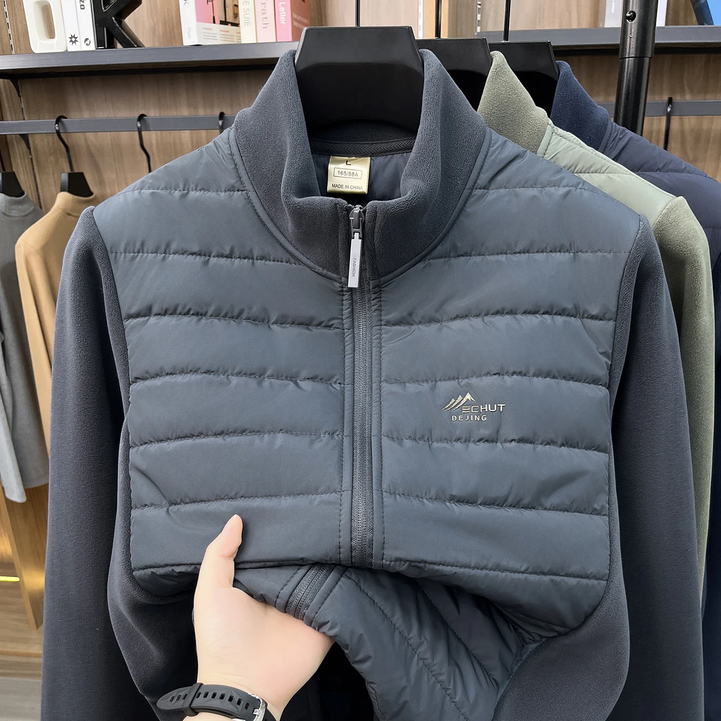 Luxury Brand wool men cotton coat fashion splicing casual letter embossed design zipper stand collar comfort warm winter Jacket