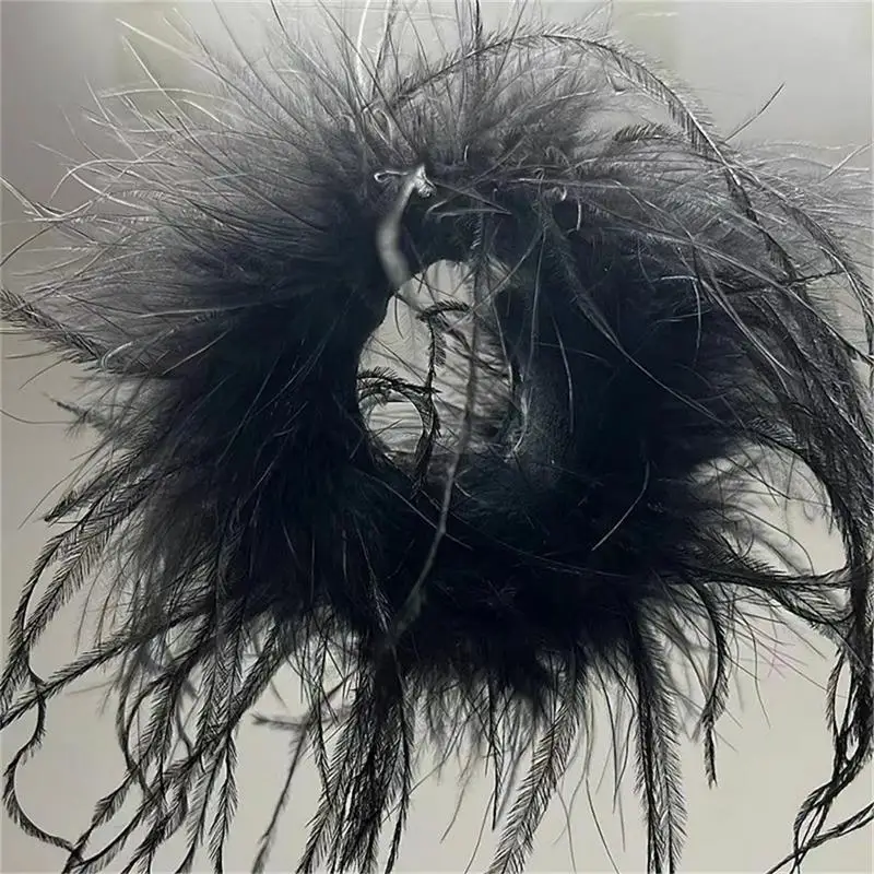 2Yards Fluffy Black Feather Turkey Marabou Boa 38-40G for Crafts Wedding Party Christmas Decoration Shawl/scarf Natural Plumes