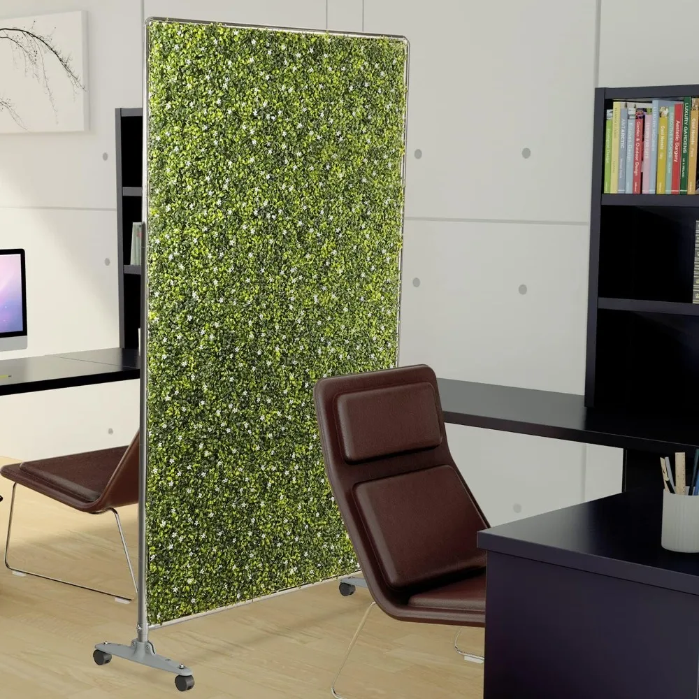 مقسم الغرفة 60 بوصة Hx60 W قسم غرفة الحائط المحمول ذو التحوط الصناعي، لوحات خشب البقس الخضراء سياج شاشة الخصوصية قائمة بذاتها #6