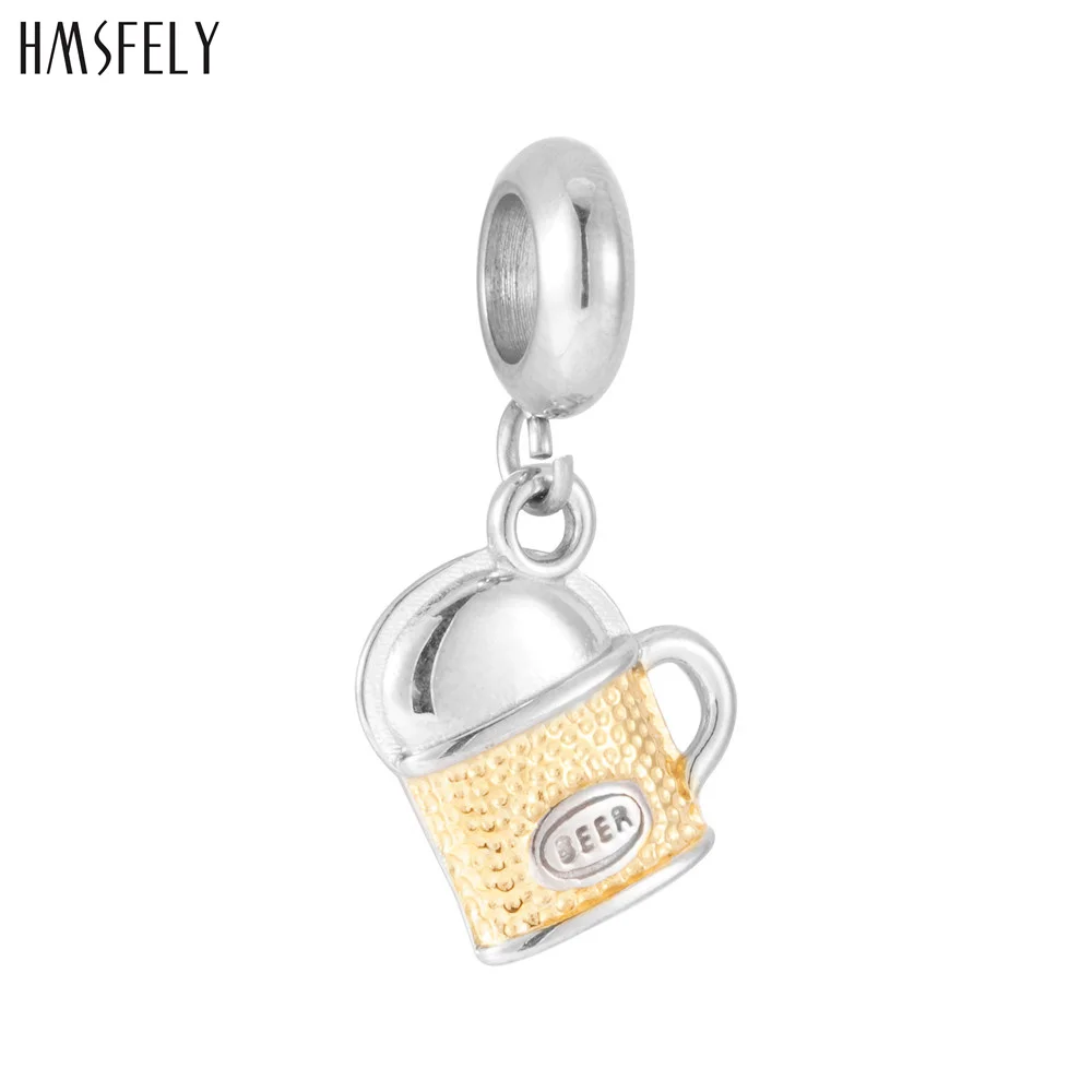 

HMSFELY Beer glass Pendant For DIY Bracelet Necklace Jewelry Making Charm Beads Bracelets Parts