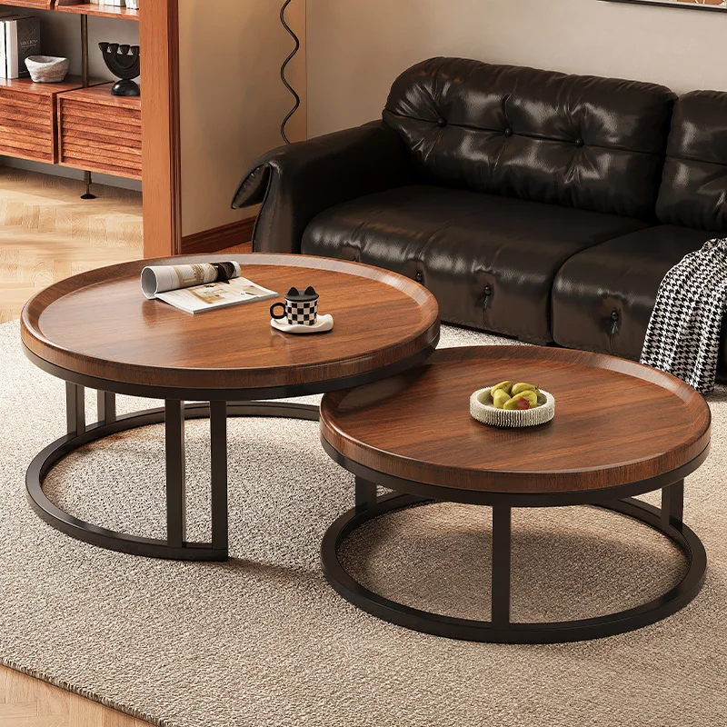 

Solid wood coffee table round living room 2025 new light luxury high-end home living room tea table antique minimalist side tabl