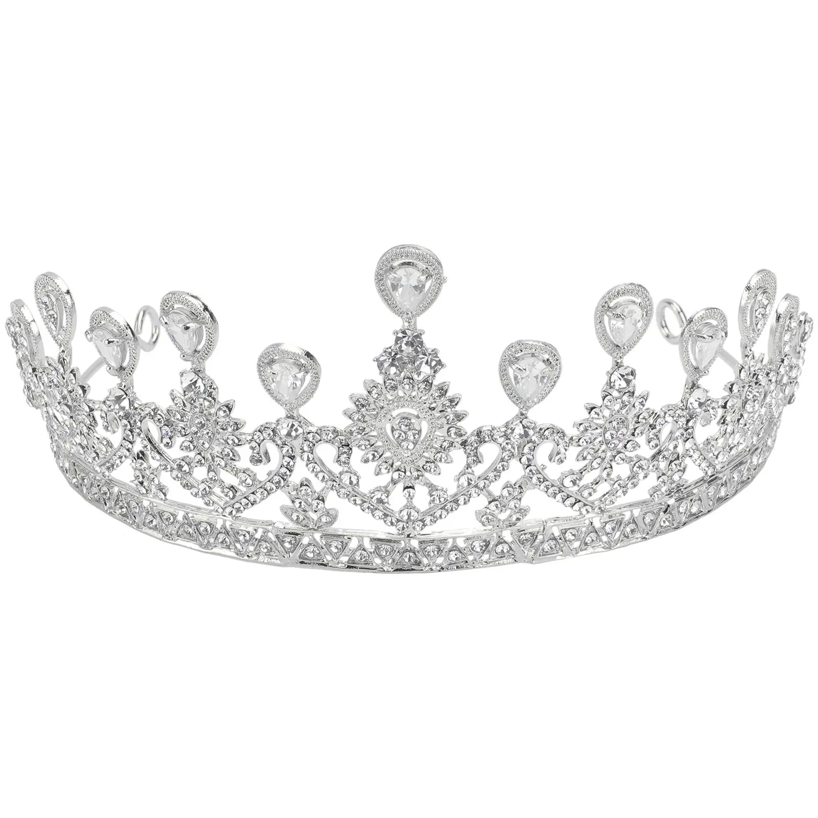 

Bridal Hair Accessories Crystal Wedding Crown Headdress Decoration Silver Color Size Fit Women Party Occasions