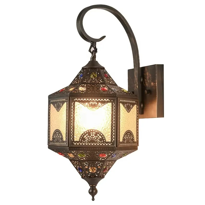 

LED Copper Wall Lights Modern Indoor Outdoor Lighting Arab Muslim Style Villa Hotel Gate Waterproof Decorative Lights