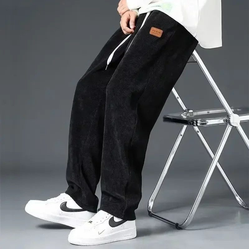 Y2k Korean Men Basic Blank Solid Baggy Joggers Running Sports Pants Trousers Casual Grey Jogging Pants for Men Drawstring Pants
