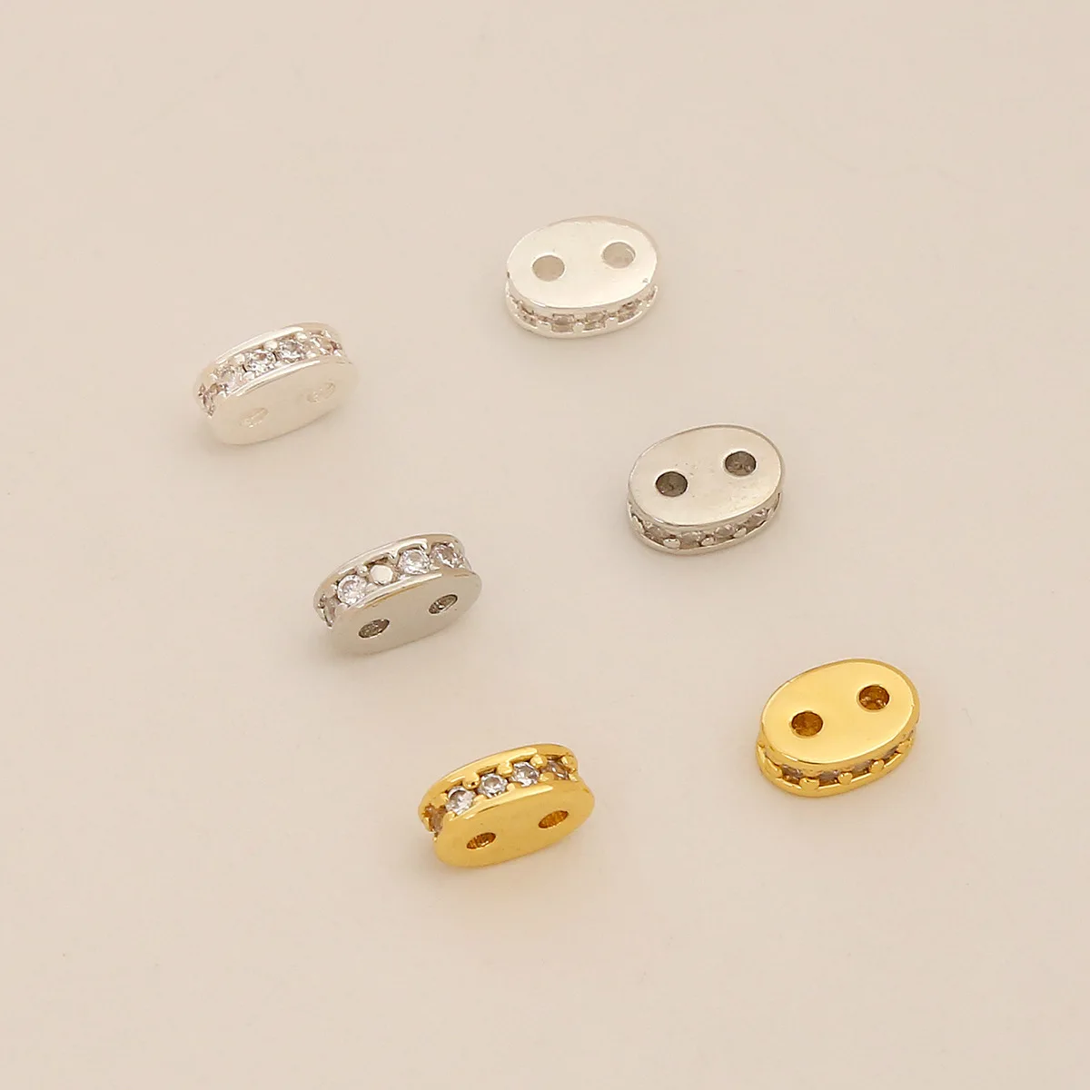 ثقب مزدوج مطلي 18K الذهب اللون الحفاظ على مايكرو مطعمة فاصل الزركونيوم لتقوم بها بنفسك مجوهرات الزركون صف ربط قطعة حبة #2