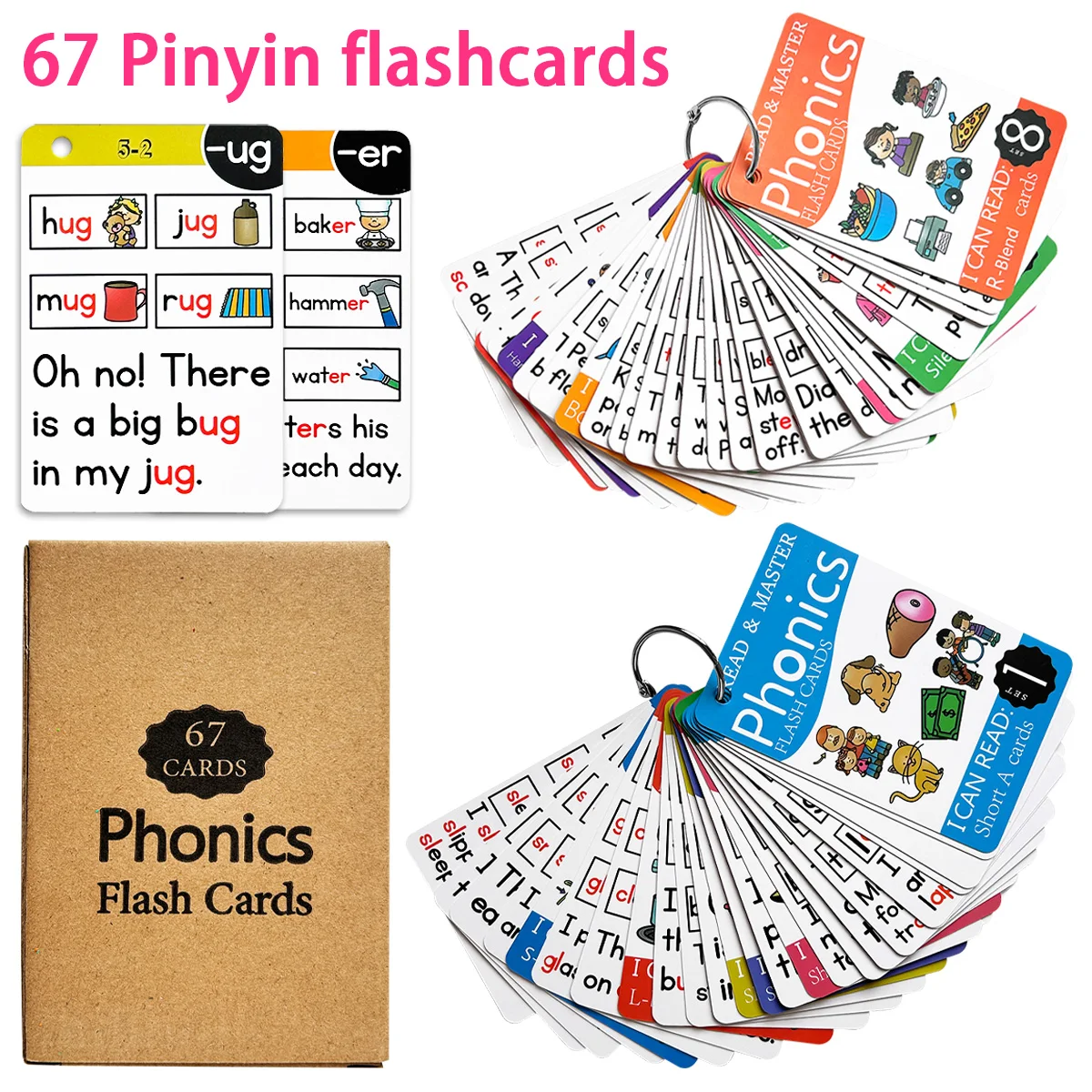 Montessori English Phonics Learning Cards Kindergarten Educational  for Children Teacher Teaching Aid Flashcards