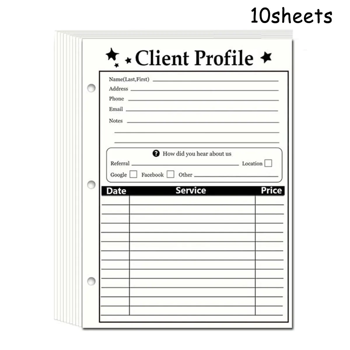 10 قطع من بطاقات بيانات العملاء، بطاقات بيانات العملاء ذات 3 فتحات، مناسبة لمصففي الشعر والصالونات وبطاقات العملاء لبيانات الأعمال السباية. #2