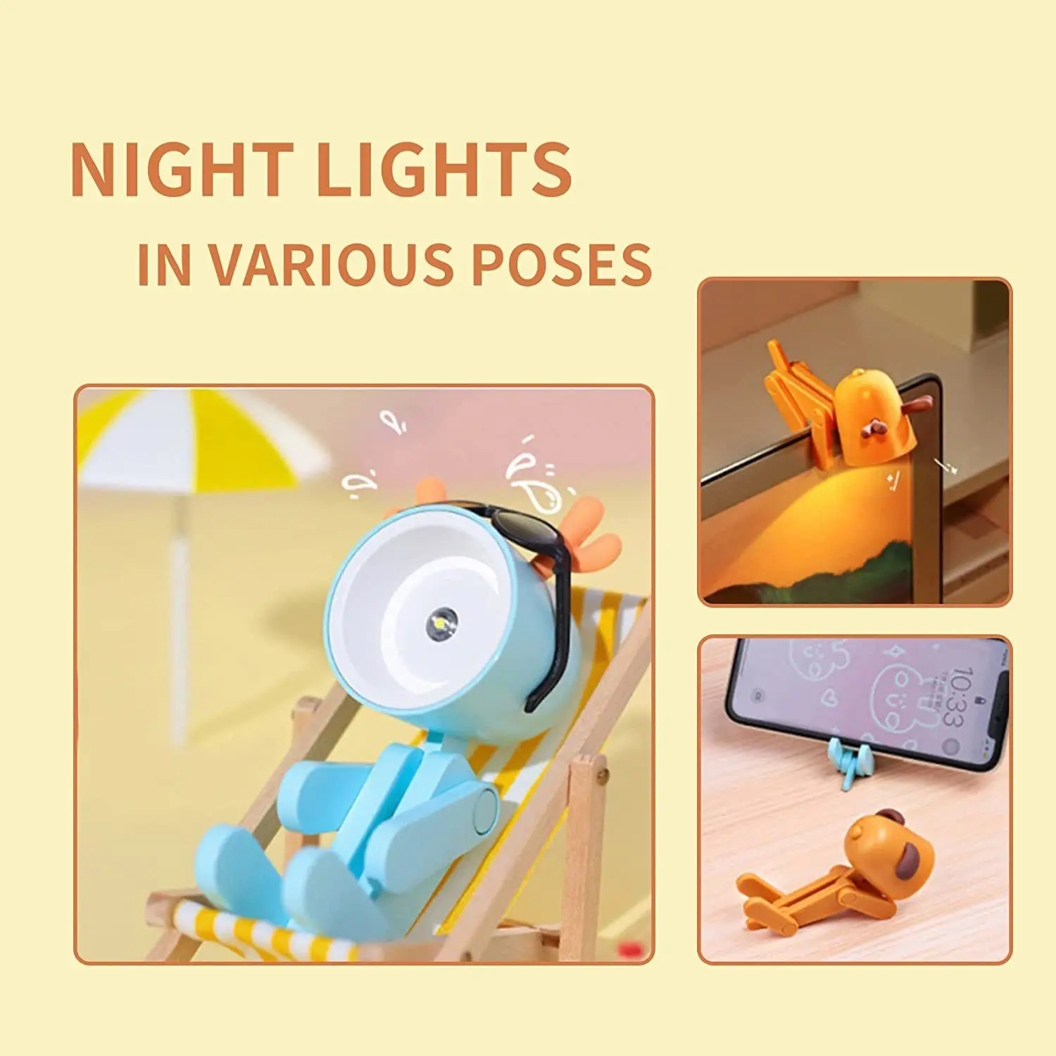 Pieghevole LED Mini Night Light Cartoon Dog Deer Shaped lampade da scrivania fai da te lampada da tavolo per bambini giocattoli elettronici per animali domestici decorazioni per Desktop