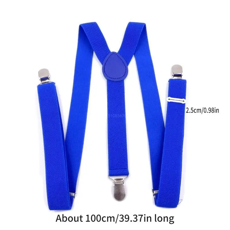 Clip-On Adult Suspenders Elastic Suspender Solid Color Adjustable Back X4YC