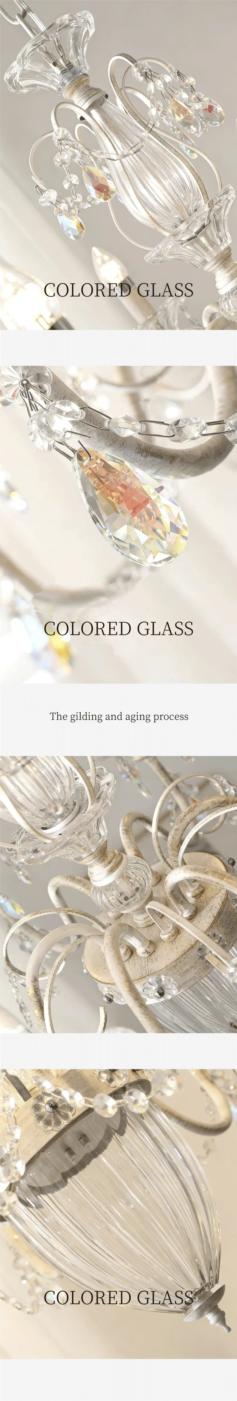 White Candle E14 LED Chandelier French Romantic Crystals