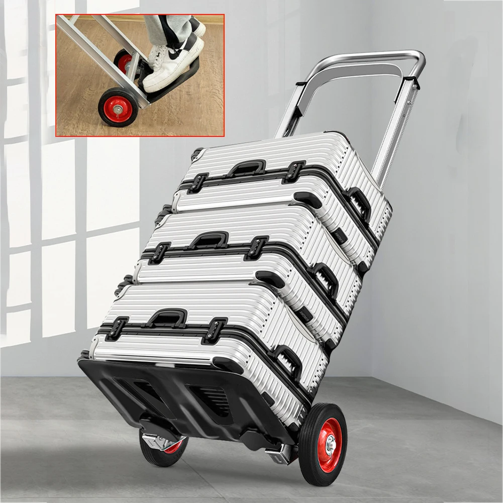 Folding Sack Truck Portable Dolly Cart Long Telescoping Handle Aluminum Moving Trolley Multifunctional for Indoor Outdoor