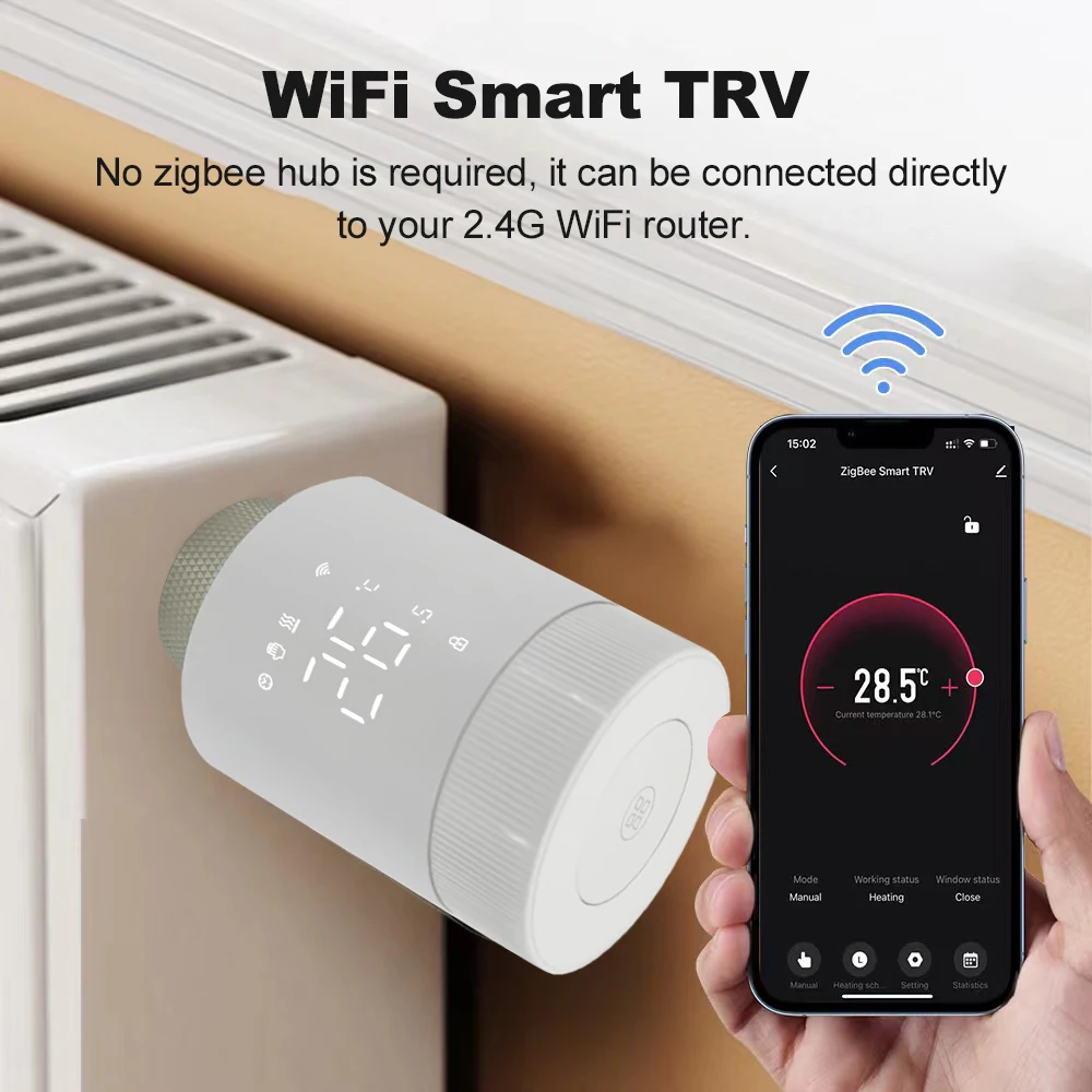 Tuya WiFi Smart Thermostatic Radiator Valve Actuator Home Heating Wireless Remote Control Thermostat Support Alexa Google Home