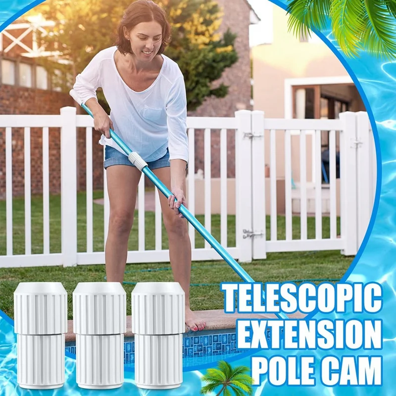 4 Pcs Pool Telescopic Pole White External Cam Pool Pole Parts Telescopic Extension Pole Cam Lock Replacement