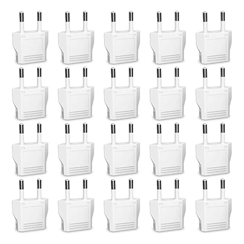 Adaptador de tomada europeu 20 peças eua para europa adaptador de tomada, adaptador de tomada tipo c de viagem europeia, conversor de energia europa plugue ue