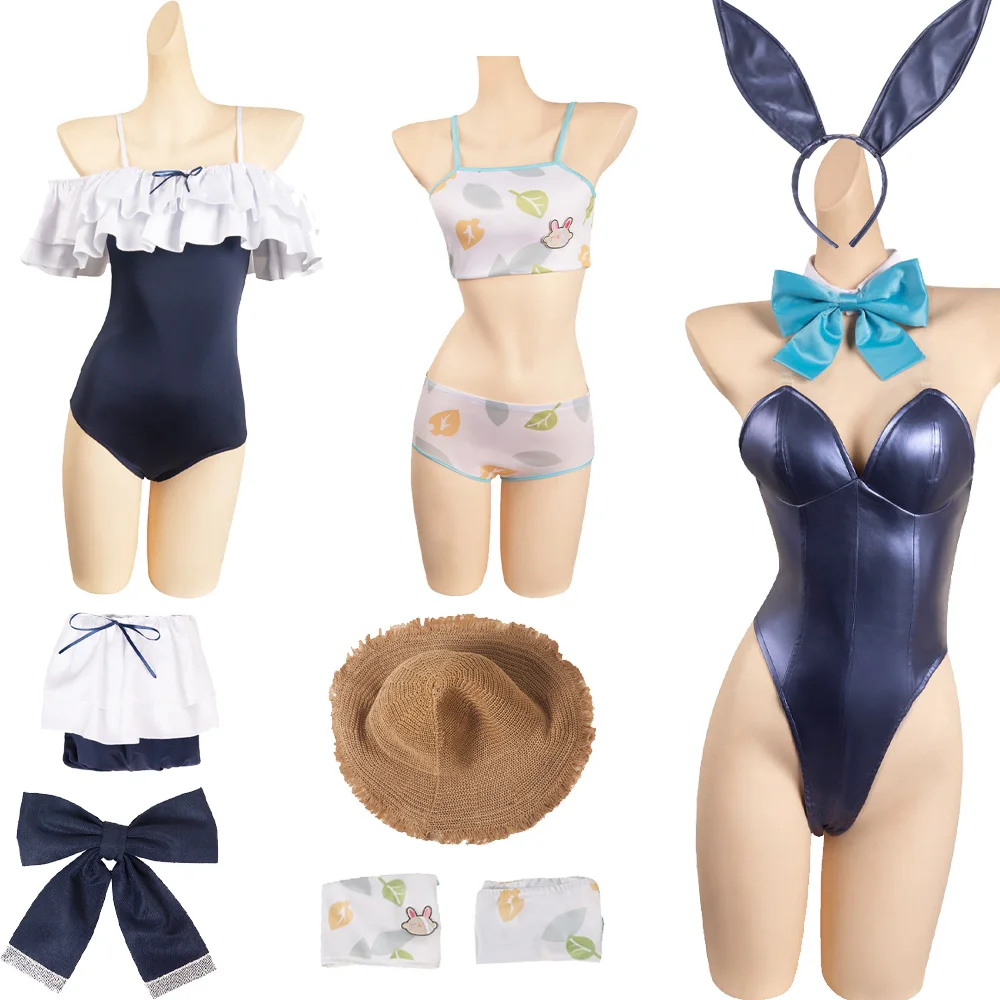 

Miyu Miyako Cosplay Swimsuit Hat Cute Swimwear Anime Blue Cos Archive Women Costume Two Piece Swimsuit Fantasia Halloween Suit