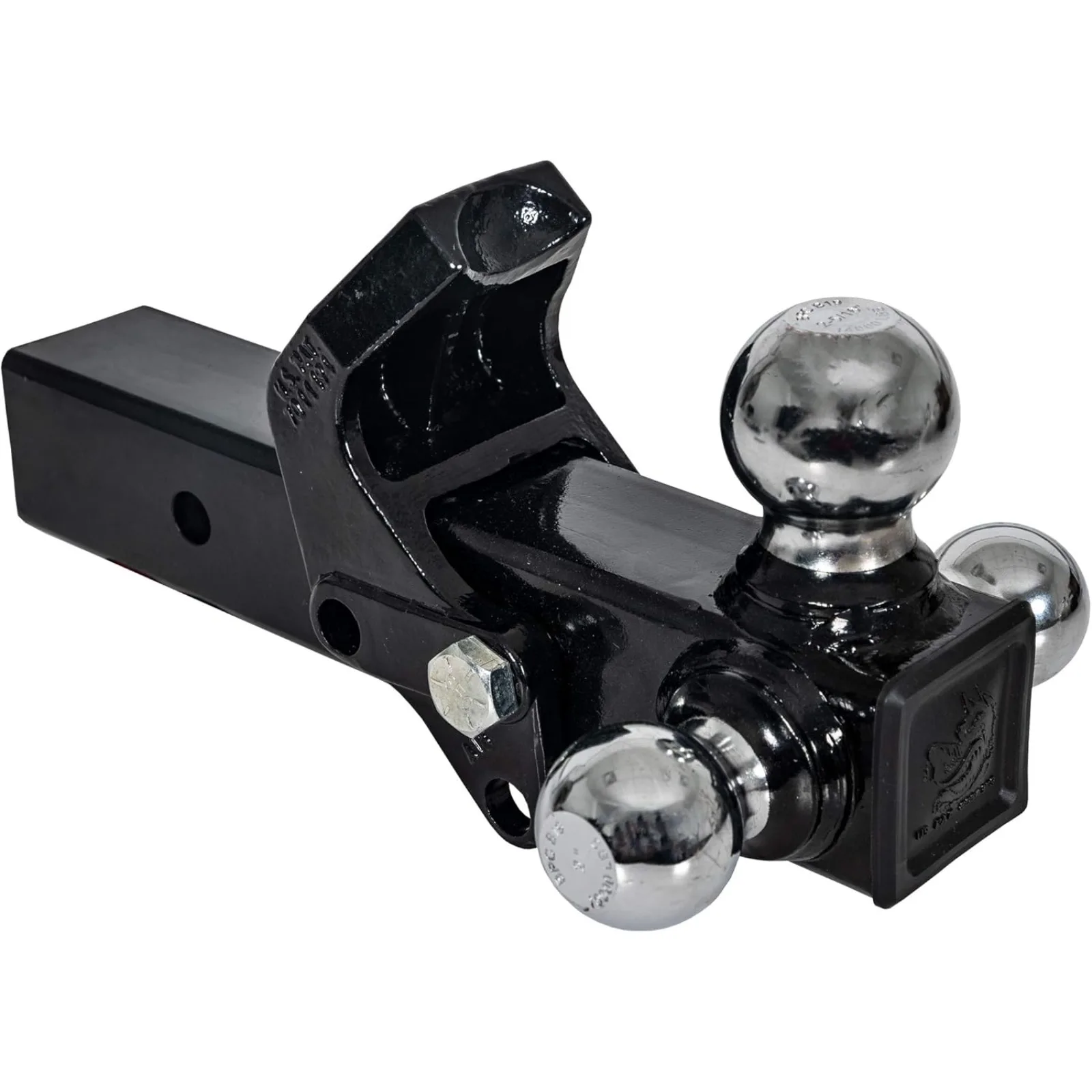 US 1802280Tri-Ball Truck Hitch With Hook, Solid Shank for 2-1/2 Inch Receiver Tubes, Chrome Welded Steel Towing Balls