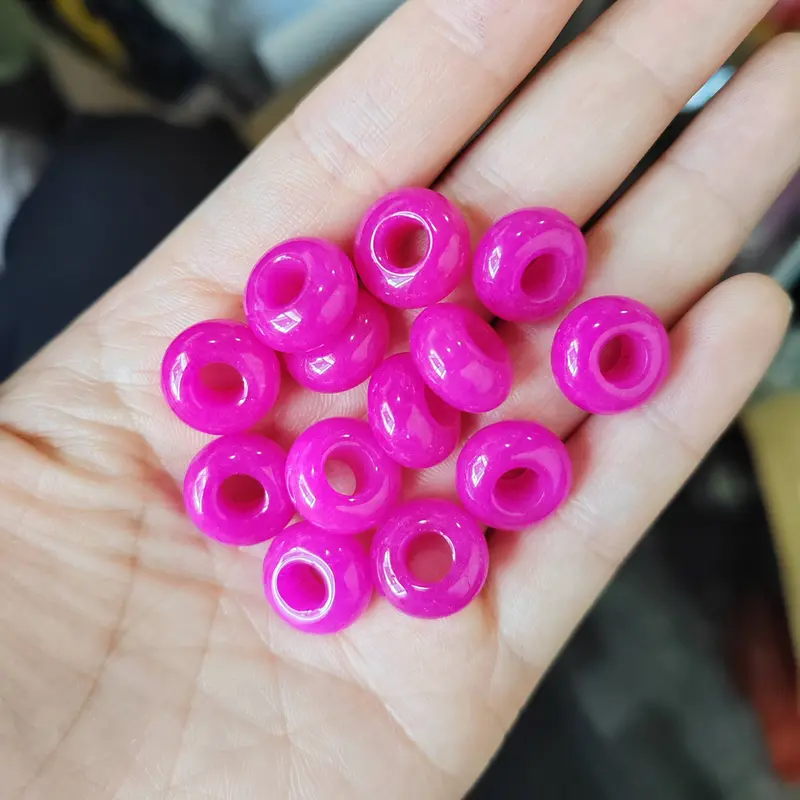 10pcs/Lot 8x14mm 5mm Big Hole Natural Round Jades Jaspe Stone Crystal Spacer Beads Charm Pendant For Jewelry Making Accessories - Image 16
