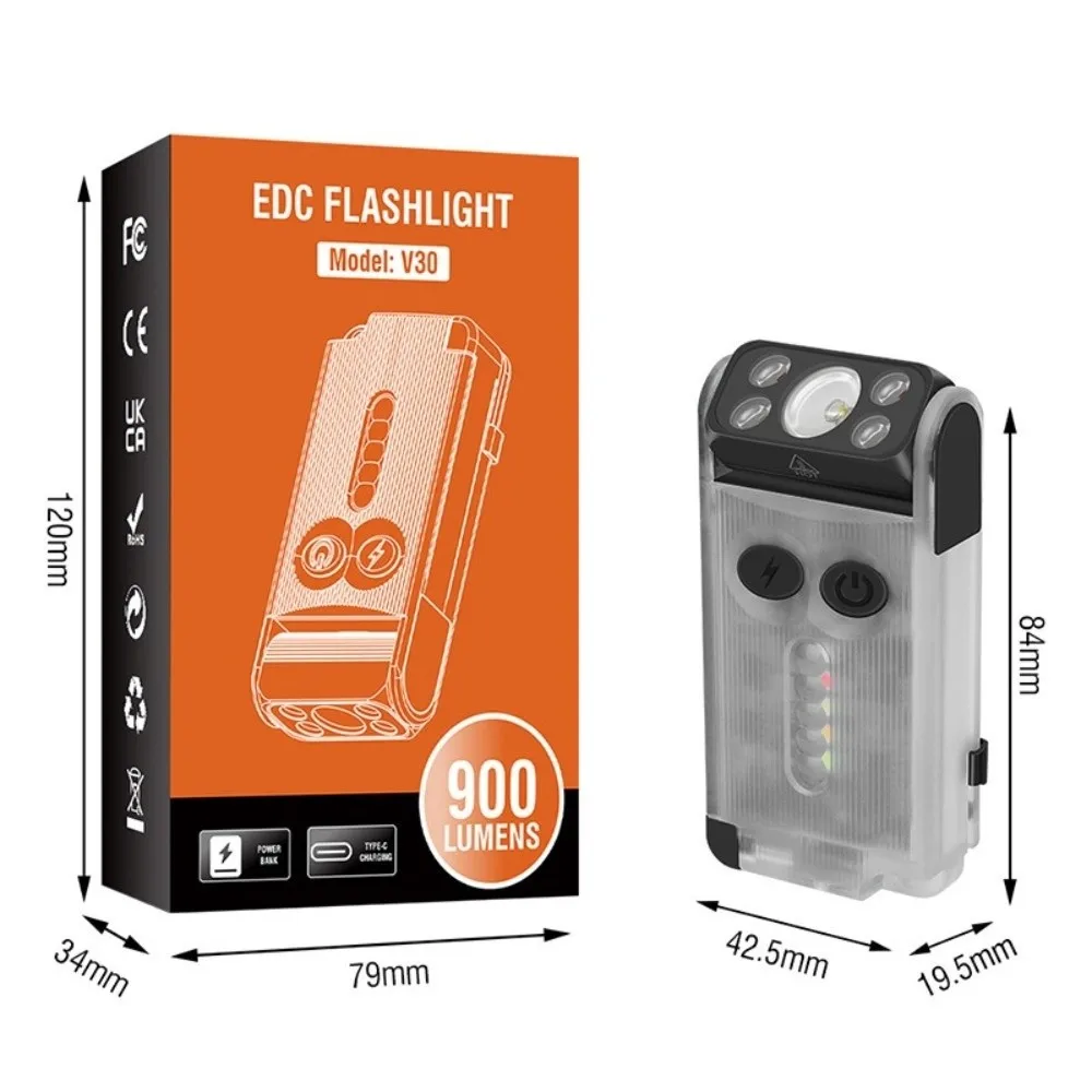 Portable Multi-function LED Flashlight Waterproof Mini Size Work Light with Magnet Buzzer Rechargeable Power Bank Work Light