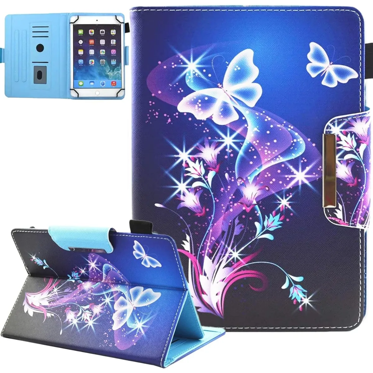 

10 Inch Tablet Case, Universal 10 10.1 Inch Android Tablet Cover, Viewing Stand Case for 9.5-10.5 Inch Tablet, Purple Butterfly