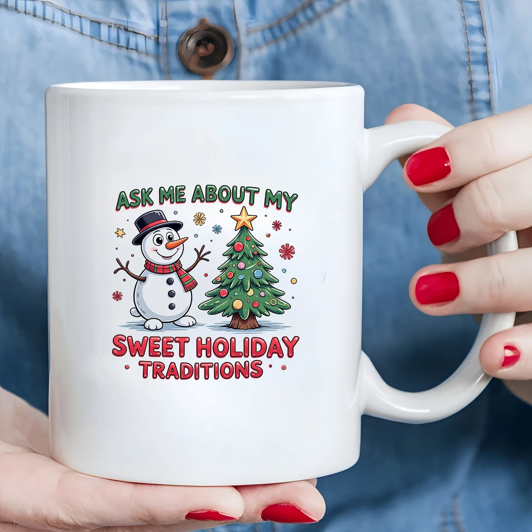 كوب عيد الميلاد على شكل رجل ثلج كرتوني سعة 11 أونصة للأطفال، كوب مشروبات ساخن وبارد، هدية للعطلات والمكتب العائلي