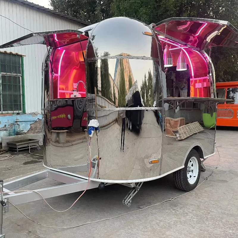 Mobile Bar Street Fast Food Trailer Equipped with Barbecue and Ice Cream Kitchen for Candy Sales Customized