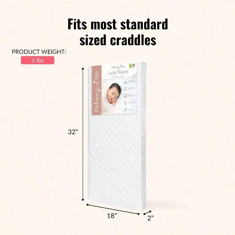 مرتبة Luna/Haven المقاومة للماء مقاس 1.5 بوصة من إسفنج المهد للرضع - تناسب الوسينات والمهد القياسية #4