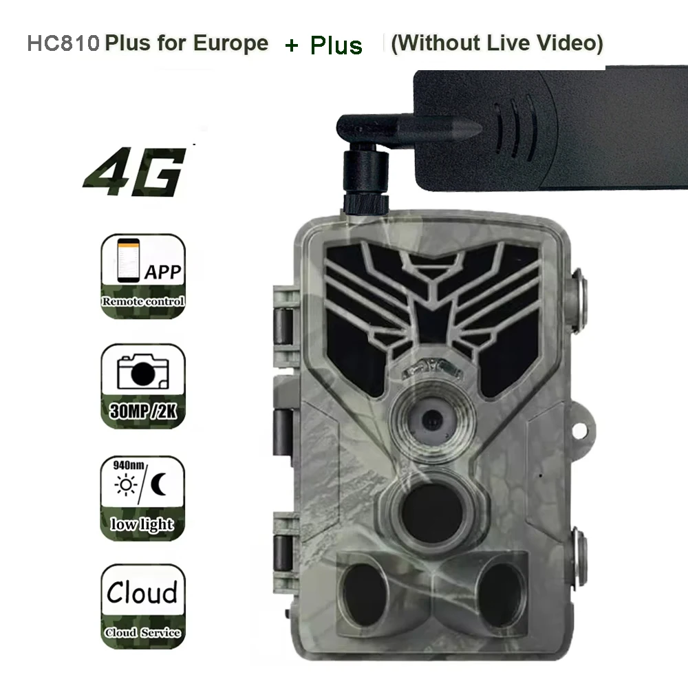 FREE APP Cloud Service Trail Camera 4G 2K 30MP Wildlife Hunting Cameras Night Vision Cellular Wireless Surveillance HC810Plus