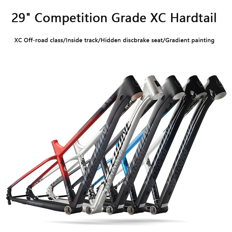 

BOLANY XC Hardtail Racetrack Bike Frame Ultralight Aluminum Alloy 29inch MTB Hardtail Frame Internal Routing 142x12mm Thru Axle