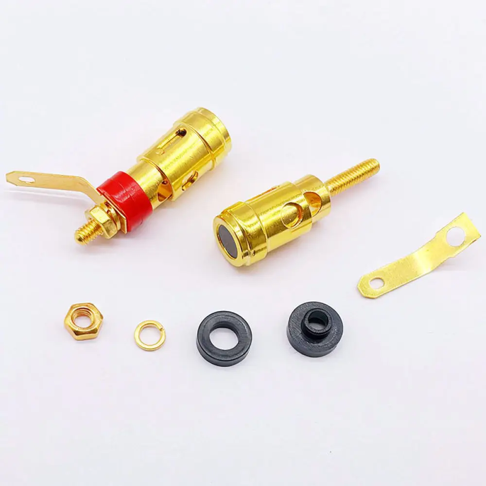 Gold Plated Push Type Terminal Block Spring Loaded Connector For Speaker Audio Amplifier Wire Clamp Sound Accessory